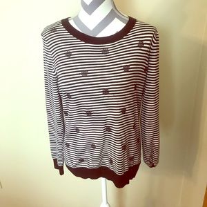 Banana Republic Navy/White Stripe Sequin Sweater